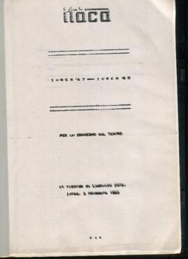 Camicia contenente due fascicoli e fogli sciolti dattiloscrittisu Ivrea '67 – Ivrea '85. Per un convegno sul teatro, in ricordo di Ludovico Zorzi, Ivrea 8 novembre 1985, a cura dell'Associazione Culturale Itaca.