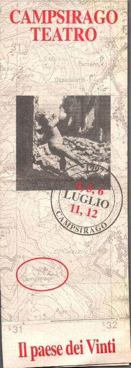 Camicia contenente pieghevoli con il programma della stagione di Campsirago Teatro 1997
