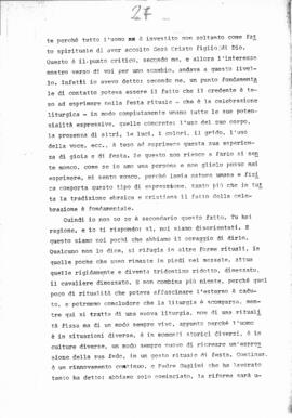 Cartella con all'interno fotocopie sciolte con i testi sbobinati degli interventi del convegno La presenza e il fare. Rapporti fra liturgia e teatro, Pontedera, 17-20 maggio 1979.